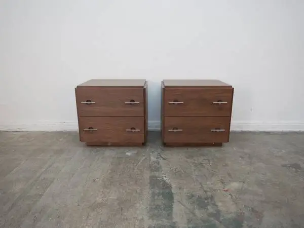 Set of two Maiden Home The Aubrey 2-Drawer Nightstand Natural Walnut