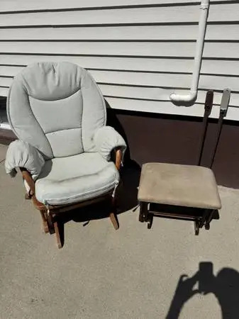 Household Wooden Living Room Rocking Gliding Chair With Ottoman