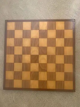 Vintage Solid Wood Chessboard And Pieces