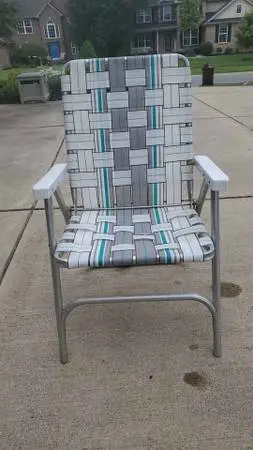 VINTAGE LAWN CHAIR WEBBED