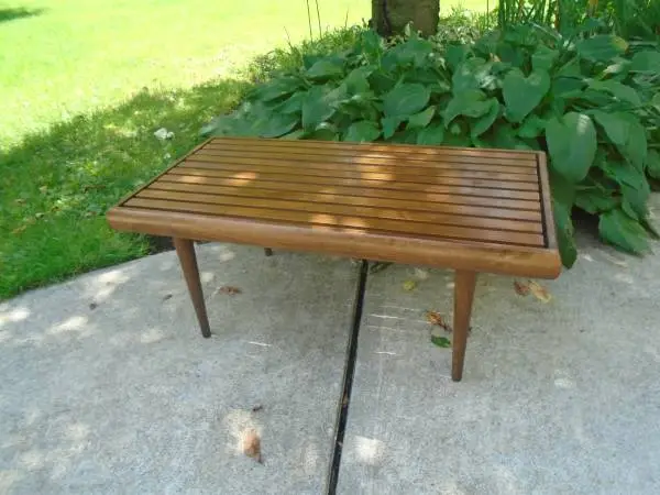 Mid Century Modern Slat Bench Coffee Table
