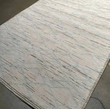 53 x 76 Feet Salmon Pink Beige Geometric Wool Handmade Rug
