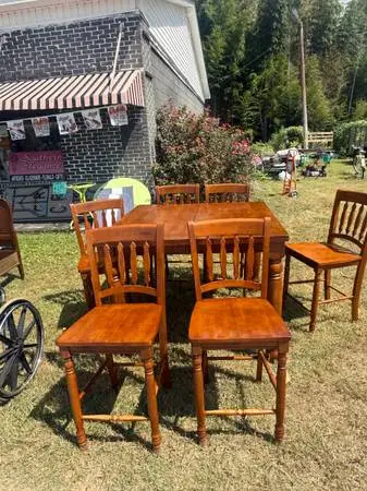 7-Piece Counter-Height Wooden Dining Table & Chair Set