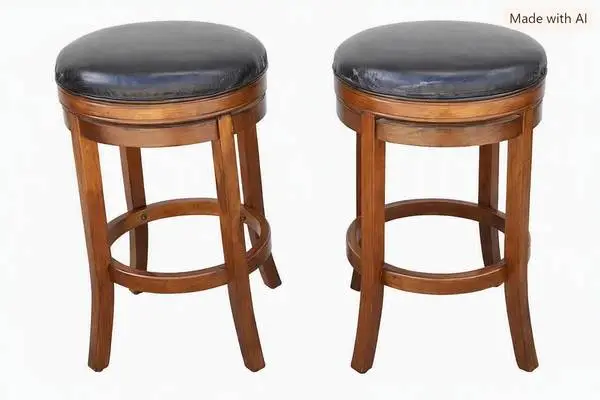 2 WOOD SWIVEL STOOLS 25 X 15 ROUND