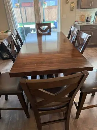 Counter height 8 chair solid dark wood 2 expansion if needed