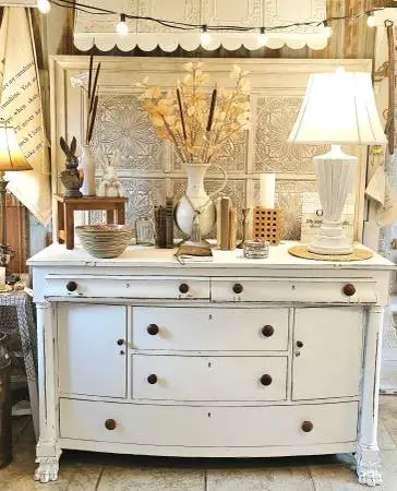 Antique White Distressed Buffet/Cupboard