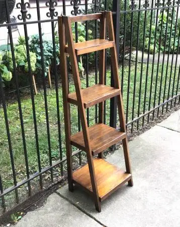 Wood ladder shelf foldable