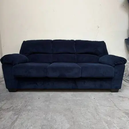 Comfy Navy Blue Corduroy 3-Seat Sofa