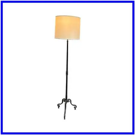 Restoration Hardware Wrought Iron Scroll Tripod Floor Lamp