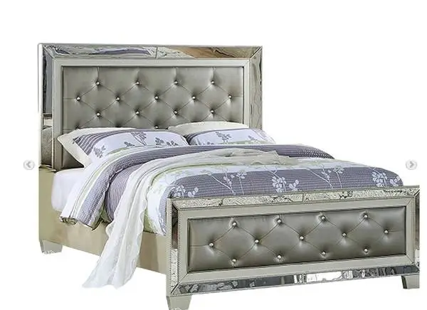 Grey Tufted Bed