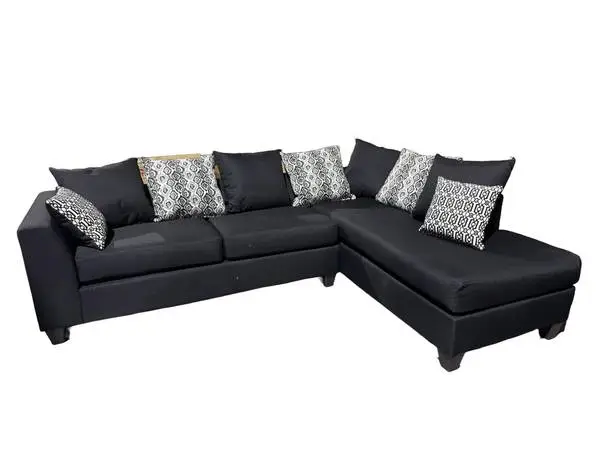 Exclusive Factory Direct black Sectional with 9 Pillows - Black sectio