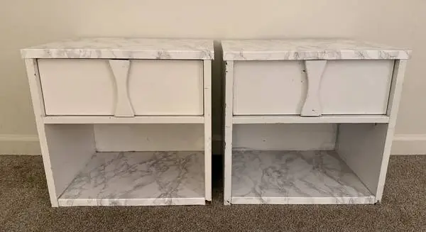 FREE!!!!! White Faux Marble-Top Nightstands