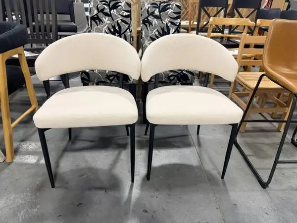 Alexis Modern Upholstered Curved Ivory Dining Chairs (Set Of 2)