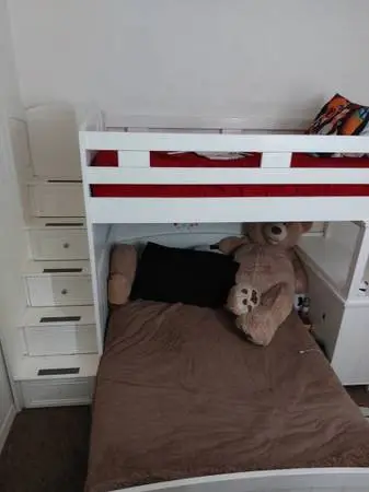 White bunk beds