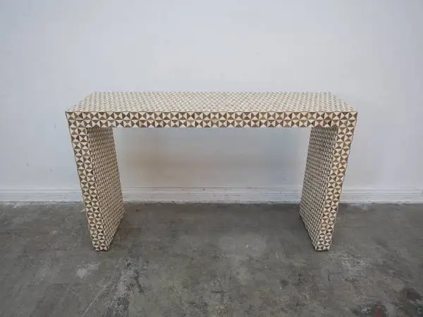 CB2 Intarsia Rectangular Mosaic Teak Wood Console Table $899.00 50 W