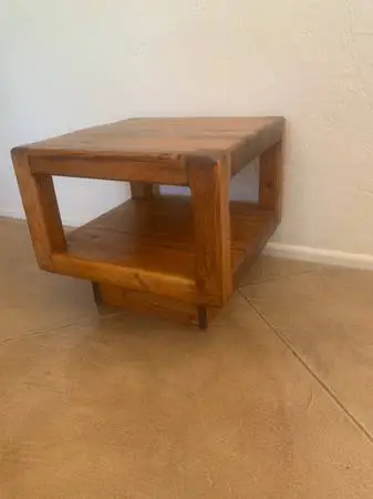 Hand Made Solid Pine End Table, Side Table Chunky W/ Exposed Joinery