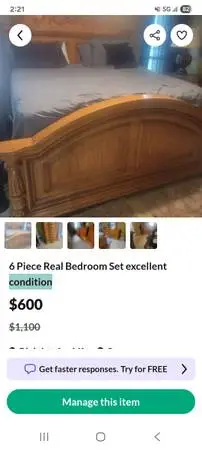 6 Piece Bedroom set very high quality great condition!!