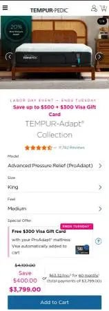 King Tempurpedic Mattress