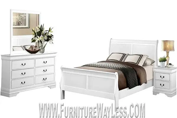 Homelegance White Phillip Louis Collection Wooden Bedroom Set - Queen