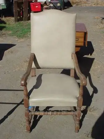 high back chair brass tacks around the edges