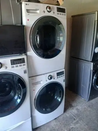 Lg white steam front load washer and gas dryer