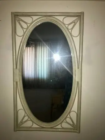 Vintage 1950s Rattan Wicker Mirror