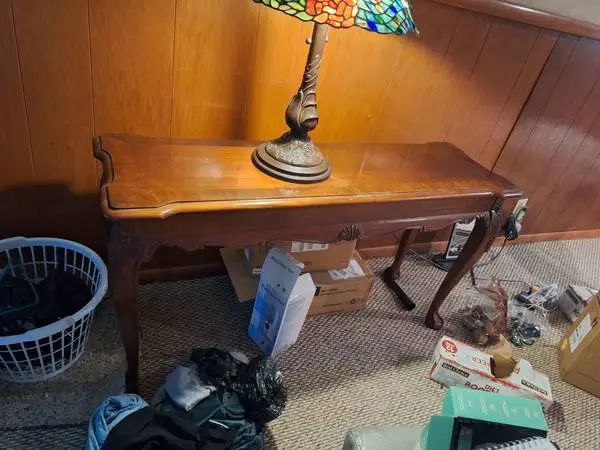 Vintage Wood Console Table with Cabriole Legs-$75