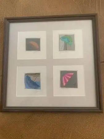 Umbrella Drawings Hawaii Original Art Framed Arenzo Smith