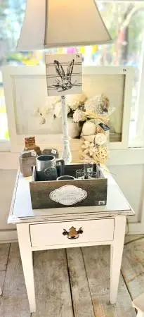 Distressed White Side Table