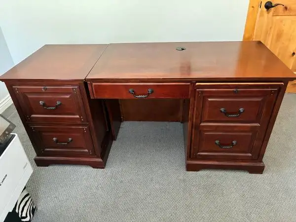 Desk with file cabinet