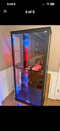 Modern Curio Multi Colored Lights Glass Cabinet Brand New never use
