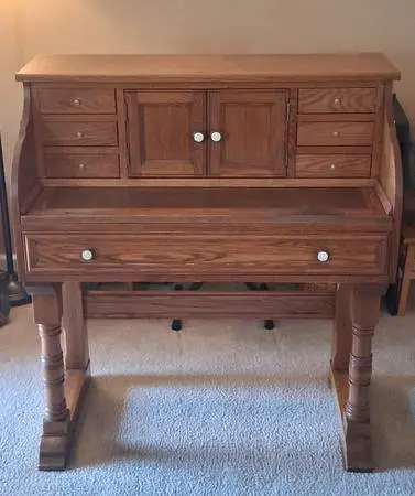 Writing Desk Solid Oak Wood Secretary - Pennsylvania House