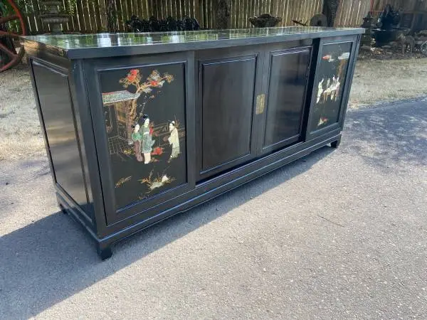 BLACK LAQUER MID CENTURY BUFFET BAR