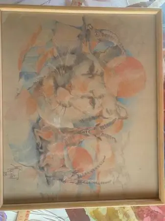 Lion And Ibex Original Painting Framed