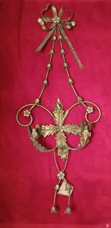 ANTIQUED GOLD GILT FRENCH BOW/RIBBON 2 CANDLE WALL SCONCE. GORGEOUS!