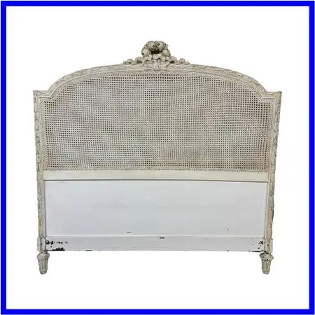 Full Size French Provincial Carved Cane Headboard