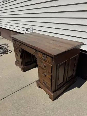 Big Household Solid Pine Wooden Antique Office Desk With Key