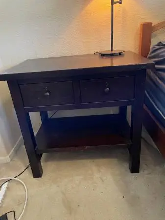 (2) bedroom end tables with 2 drawers - wood (pair)