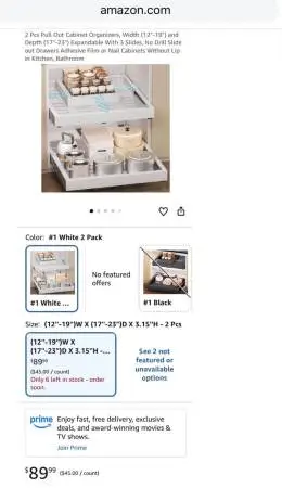 Expandable pull out drawer