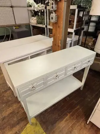 Gorgeous White 4 Drawer Console Table