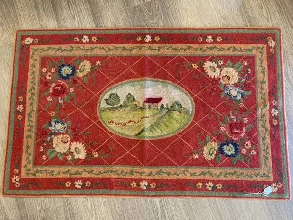 Beautiful Sienna Color Little House 3 x 5 Needlepoint Rug