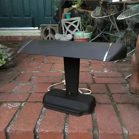 Atmospheric 1940s-50s black Art Deco/MCM fluor Desk Lamp wrks perfectl