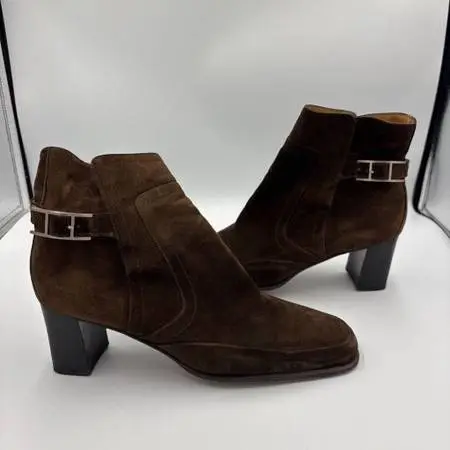 Hermes Saint Germain Ankle Boot, Suede Goatskin, Size 37½