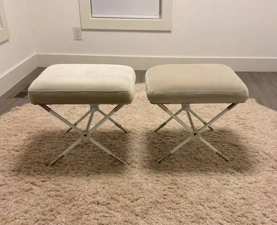 Jonathan Adler Rider X-Benches (2) in Gray and White