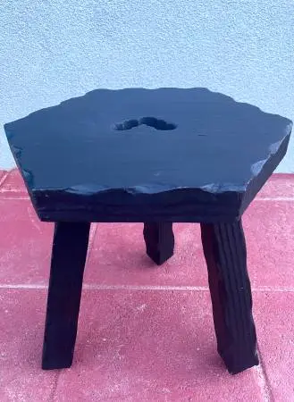 Vintage Hand-Carved Wooden Stool