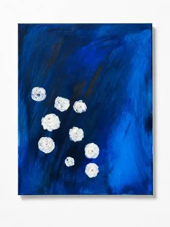 Original Abstract Whispers in Cobalt Painting 16x20