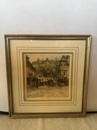 View of Greinwinter Color Etching By Luigi Kasimir- 20.5X21.5
