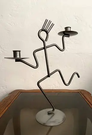 Vintage Postmodern Running Man Taper Candle Holder