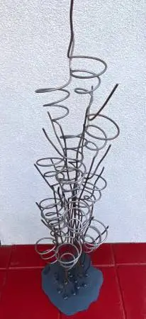 MCM Whimsical Spiral Wrought Iron Wine Tree/Bottle Display