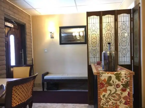 4-Panel Solid Wood & Frosted Glass Folding Room Divider